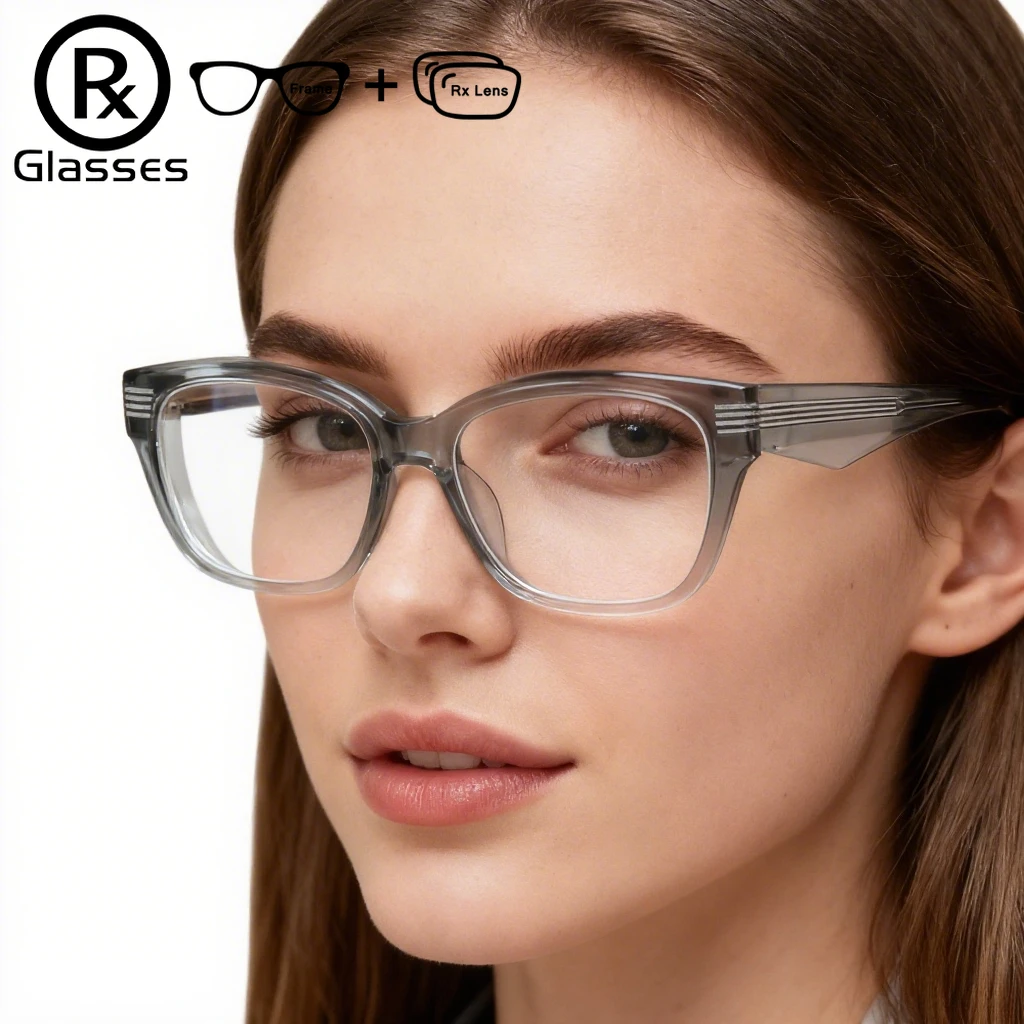 

RX Glasses New Stylish Square Prescription Glasses For Women Fashion Acetate Anti Blue Light Progressive Optical Eyeglasses