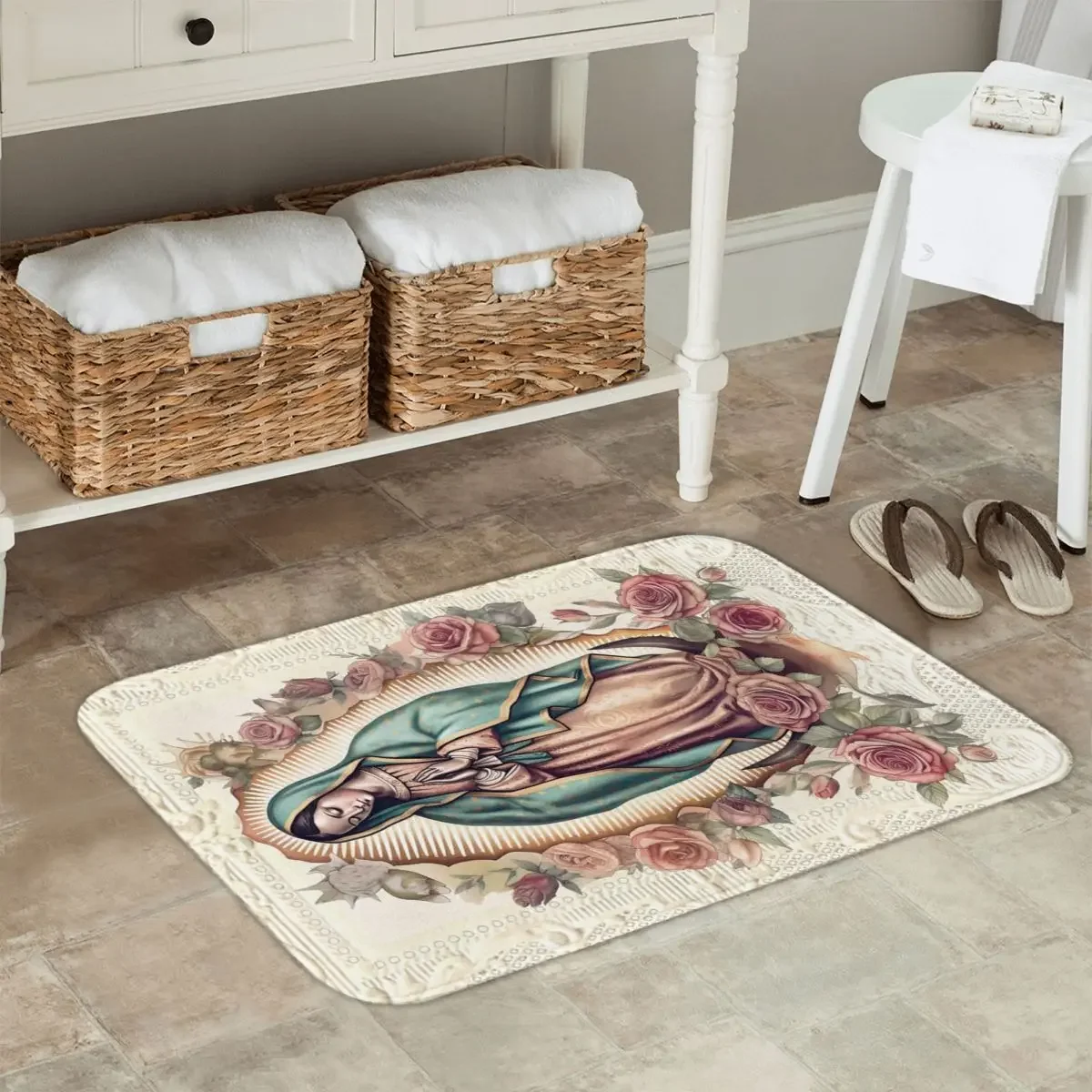 

Коврик для прихожей с изображением Девы Марии Гваделупской, католическая святая, Мексика, нескользящий, для кухни, входа, дома, напольный, для ног