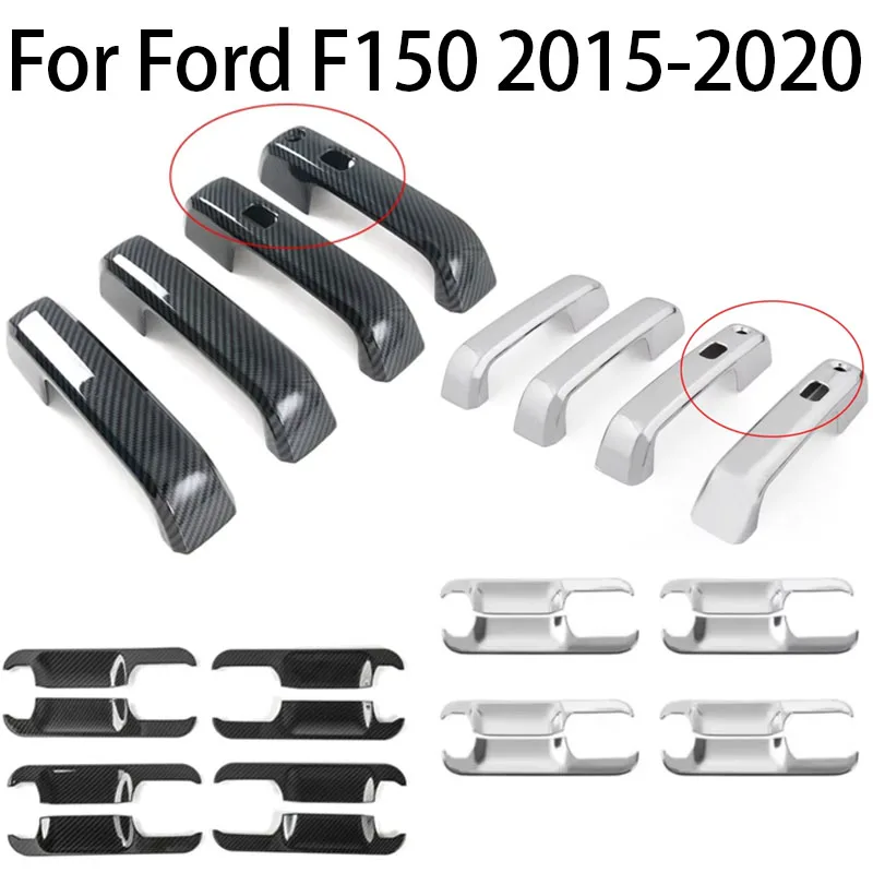 

For Ford F150 2015-2020 Car Exterior Door Handles Bowl Covers Overlays Protection Catch Cap Sticker Chrome/Black Style