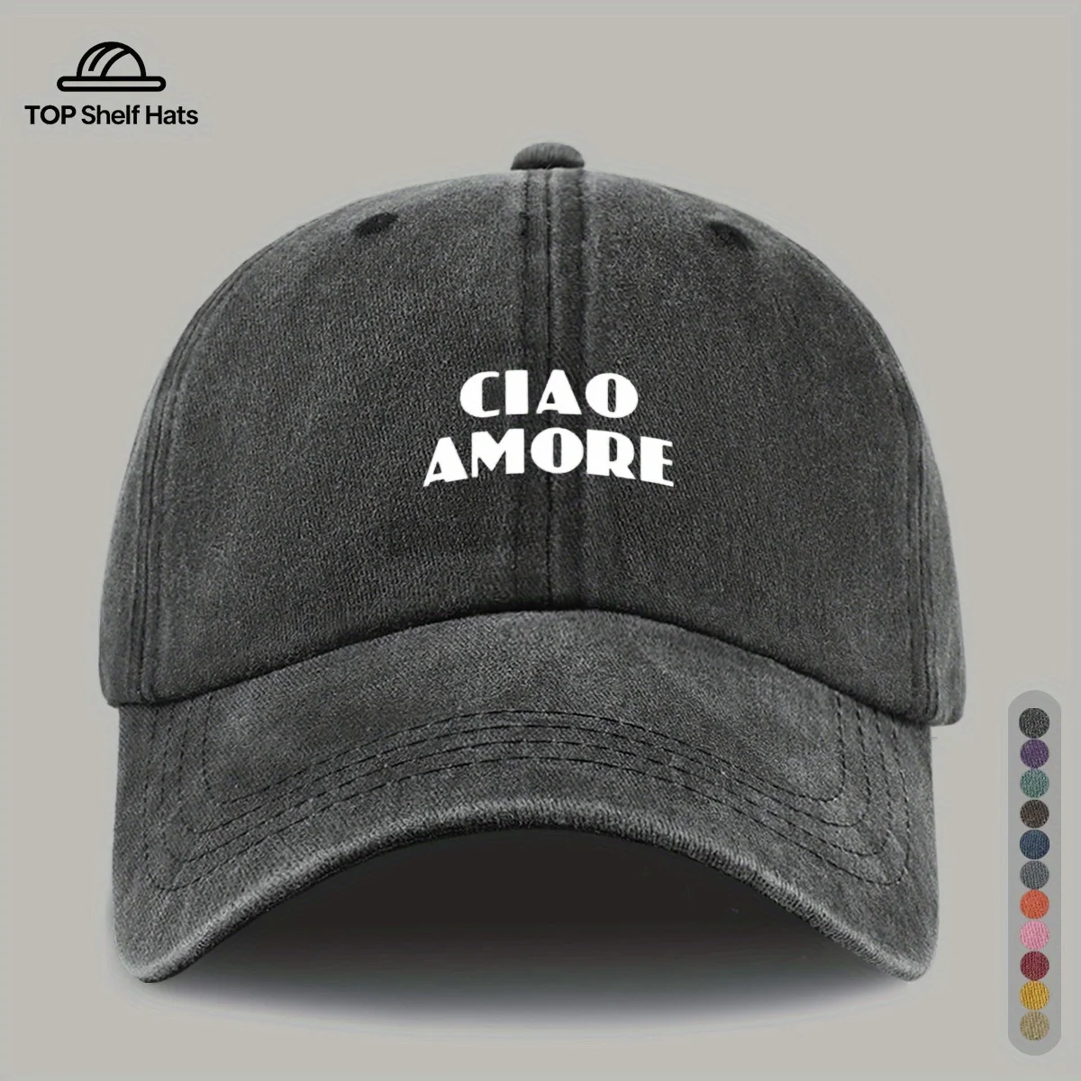 

1 шт. повседневная бейсболка с принтом «CIAO AMORE» — легкая, модная ретро-кепка для мужчин и женщин