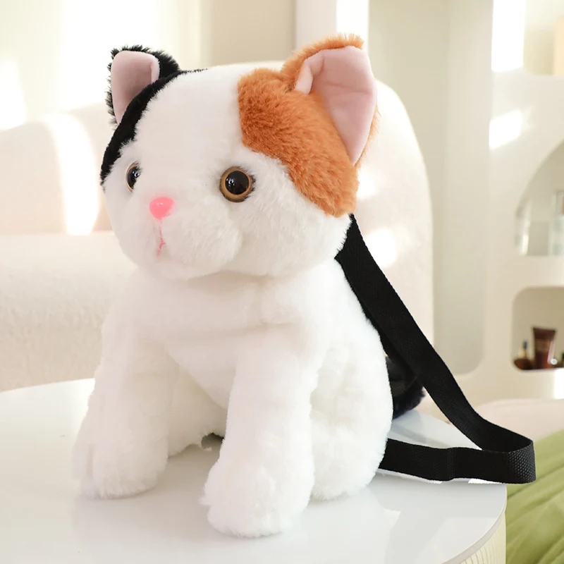 Imitation Cat Plush Backpack Kawaii Plushie Doll Fur Bag Children\'s Bag Shoulder Bag Mini Knapsack Bags Gifts For Girlfriend