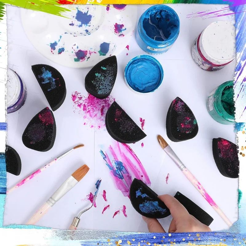 ABPP-24 Uds esponja para pintura facial pétalo ovalado y semicircular esponjas para pintura facial suministros de pintura facial de alta densidad