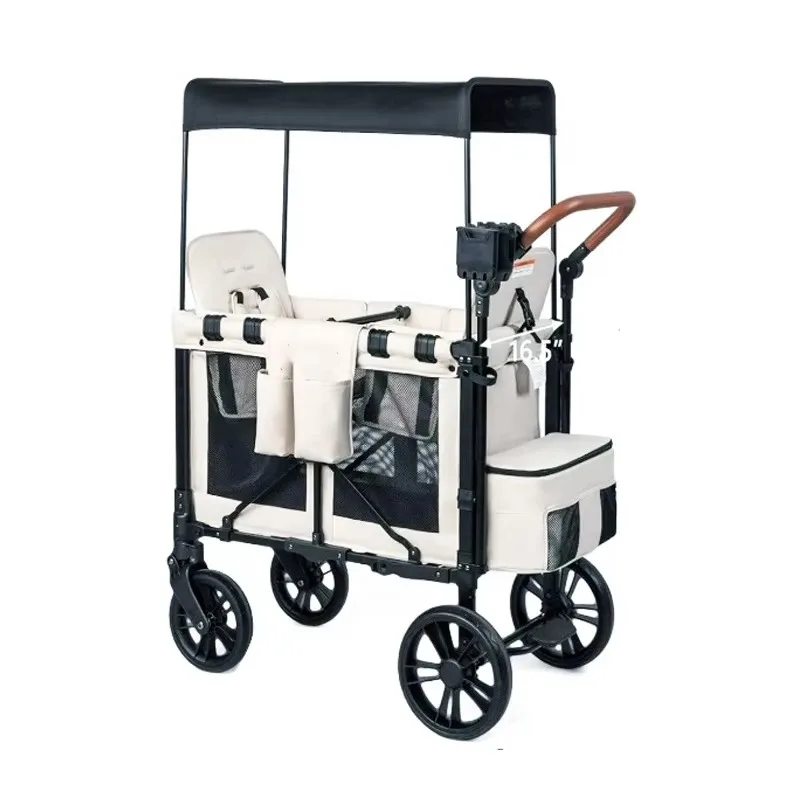 Garden Outdoor Foldable High Quality Utility Beige Portable Hand Trolley Cart Folding Camping Wagon