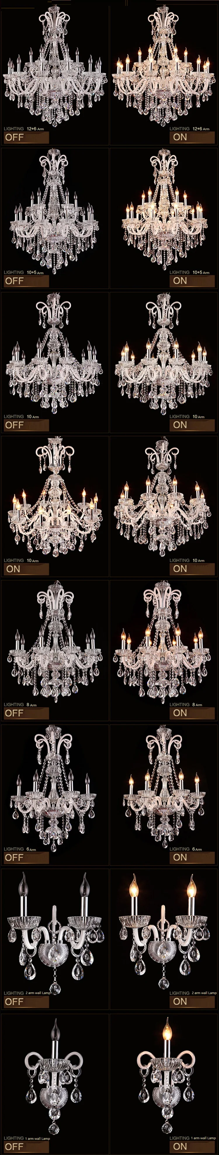 New Style LED Crystal Chandelier Lighting Fixture Luxury White Transparent Large Lustres De Cristal  Living Room