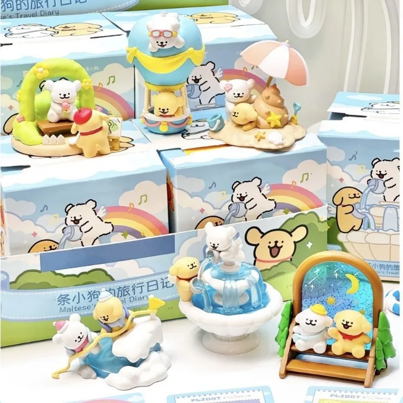 

Line puppy travel diary series tide play blind box cute doll hand desktop ornaments doll birthday gift Christmas gift.