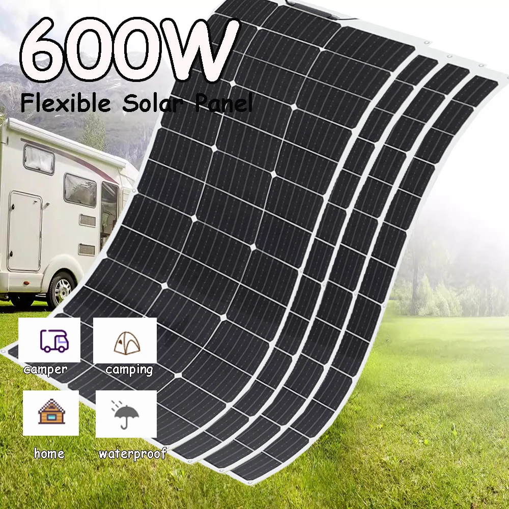 Solar Energy Kit 600W | 4 x150W Panels, Easy installation for Homes, camping cars and Off-Grid Systems, Flexible Panels