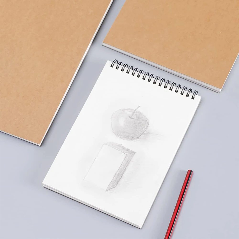 1pc A5/A4 Sketch Book 100 Sheets, 100gsm, Hard Bottom Cover Spiral Bound Hardback Sketch Pad