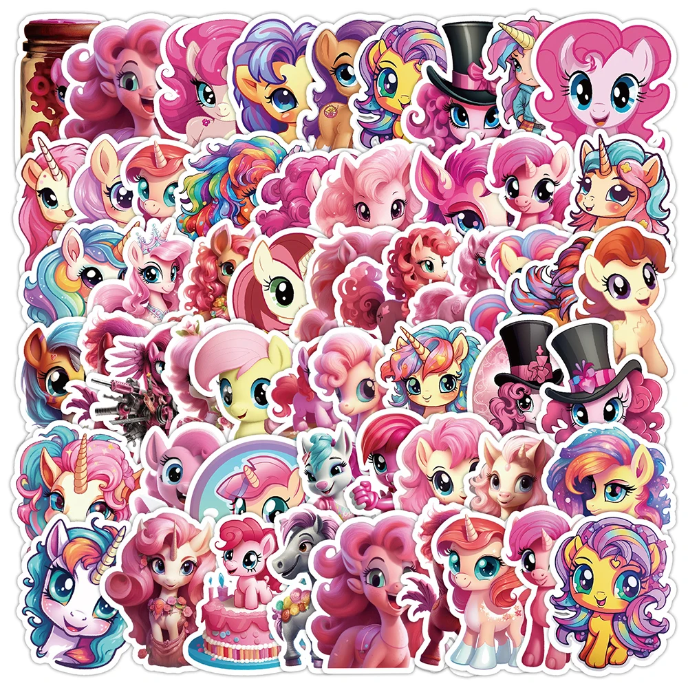 10/30/50PCS Nordic Style Pink Cartoon Cute Pony Sticker Graffiti DIY Phone Laptop Luggage Waterproof Decal Sticker Kids Toy