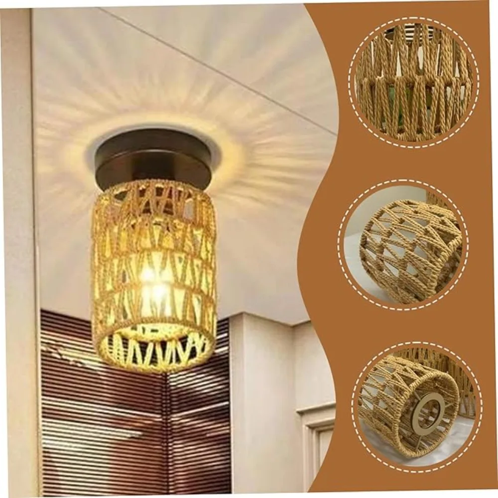 

Rattan Pendant Lights 1-Lights Rattan Light Fixture Ceiling Hanging Farmhouse Chandeliers Boho Lighting Hand Woven Wicker Shades