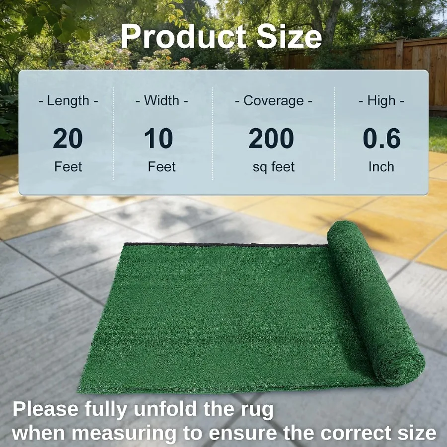 Feet Artificial Grass Rug, 15mm Pile Height, Vintage Green