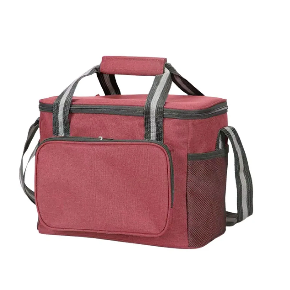 Leak-proof 15L Thermal Lunch Bag Handheld Thickened Cooler Lunch Box Oxford Cloth Dual Zippers Food Storage Bag Camping