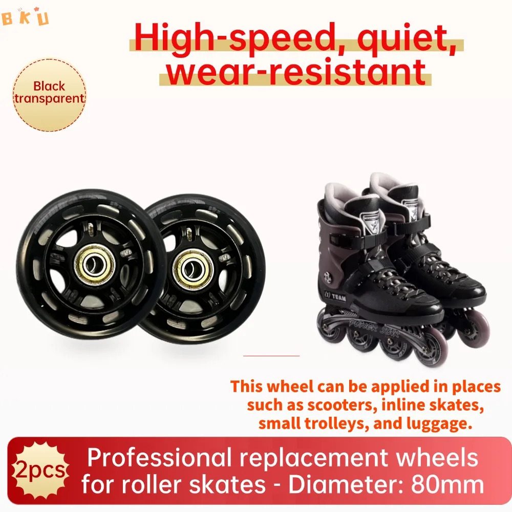 عجلات بديلة للتزلج المضمنة مقاس 80 مم مقاس 3.15 بوصة مناسبة للدراجات البخارية المضمنة لعربات الأطفال - مجموعة من 2