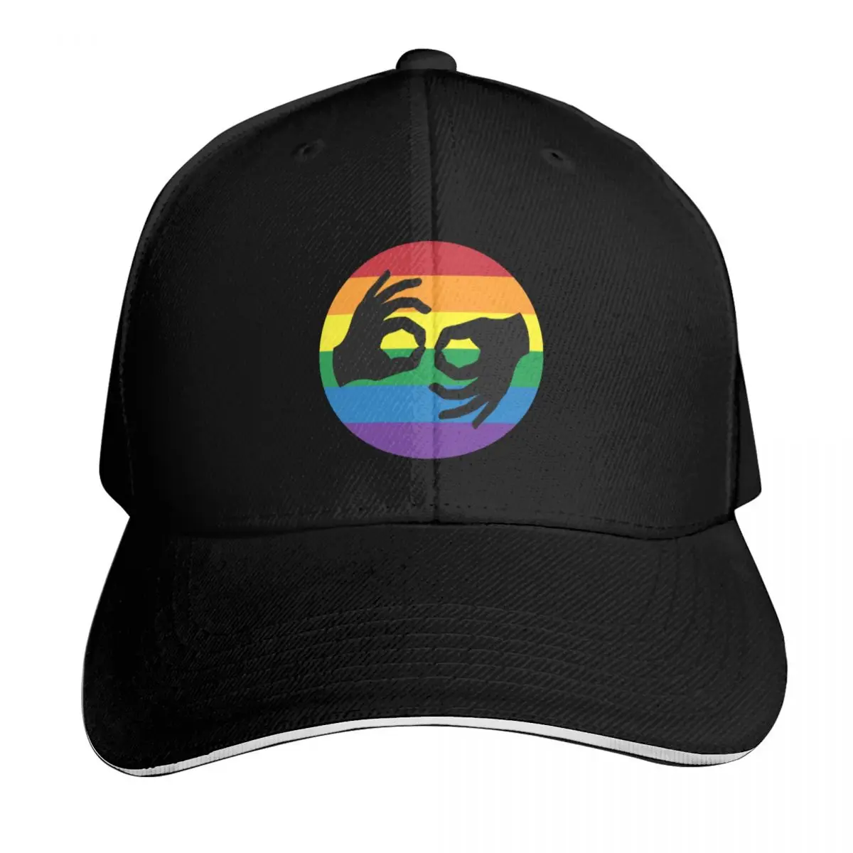 ASL LGBTQ Rainbow American Sign Language Interpreter Symbol Hands Baseball Cap Men Women Casual Summer Sport Sun Cap