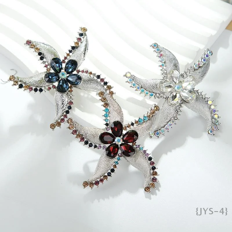 

Fashion Exquisite Luxurious Starfish Crystal Flowers Brooches For Women Clothing Coat Jewelry Accessries Gifts