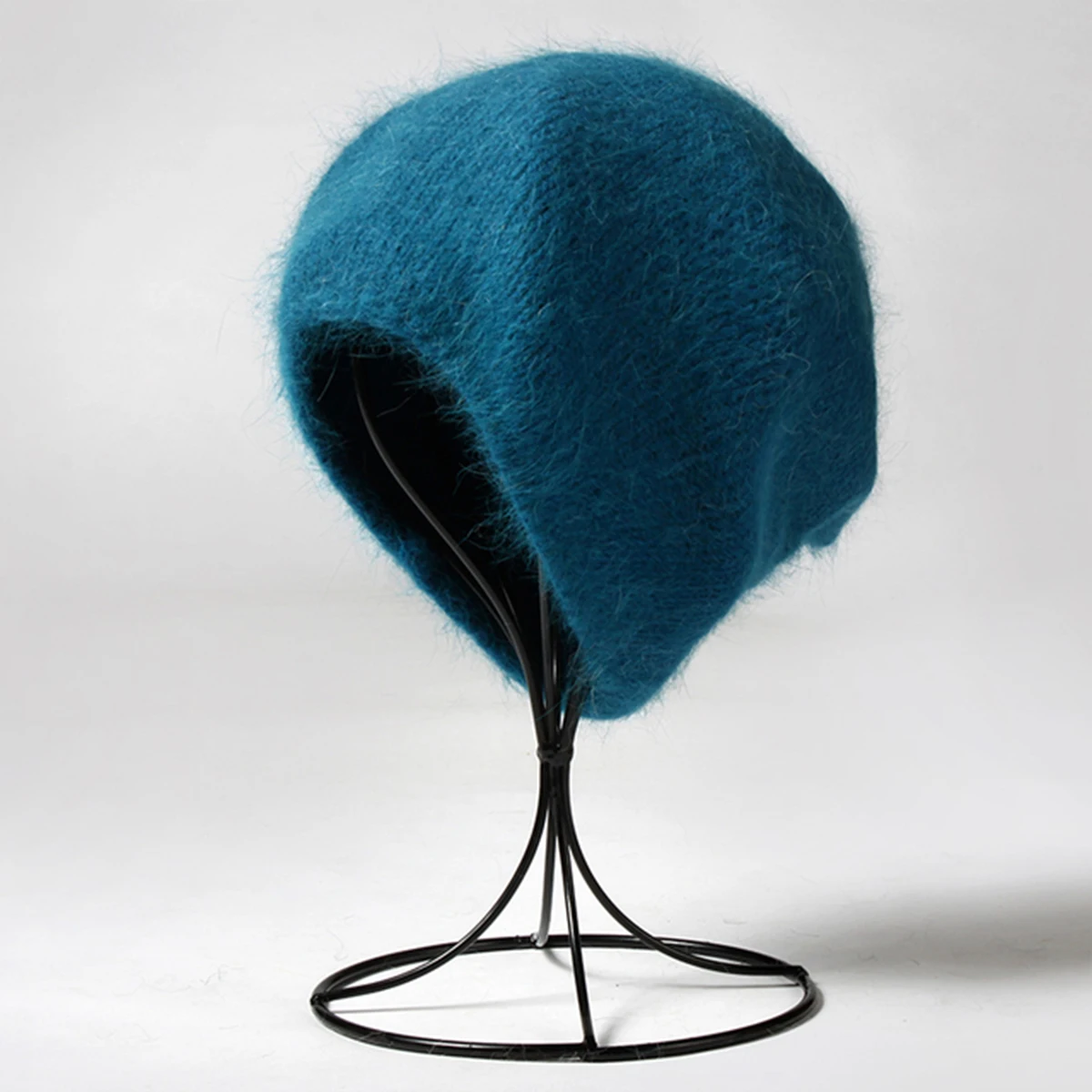 Unisex weiche, dünne Hasenhaar-Slouchy-Strickmütze, Strumpfmütze, Winter, warm, Bonbonfarben, Ski, winddicht, Mütze, einfarbig, modische Beanie-Mütze – Detail 3