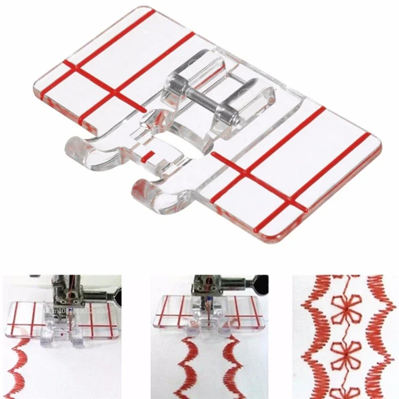 Clear Parallel Stitch Tool Plastic Foot Presser Border Guide Foot Domestic Sewing Machine Accessories for Brother/Singer/Janome