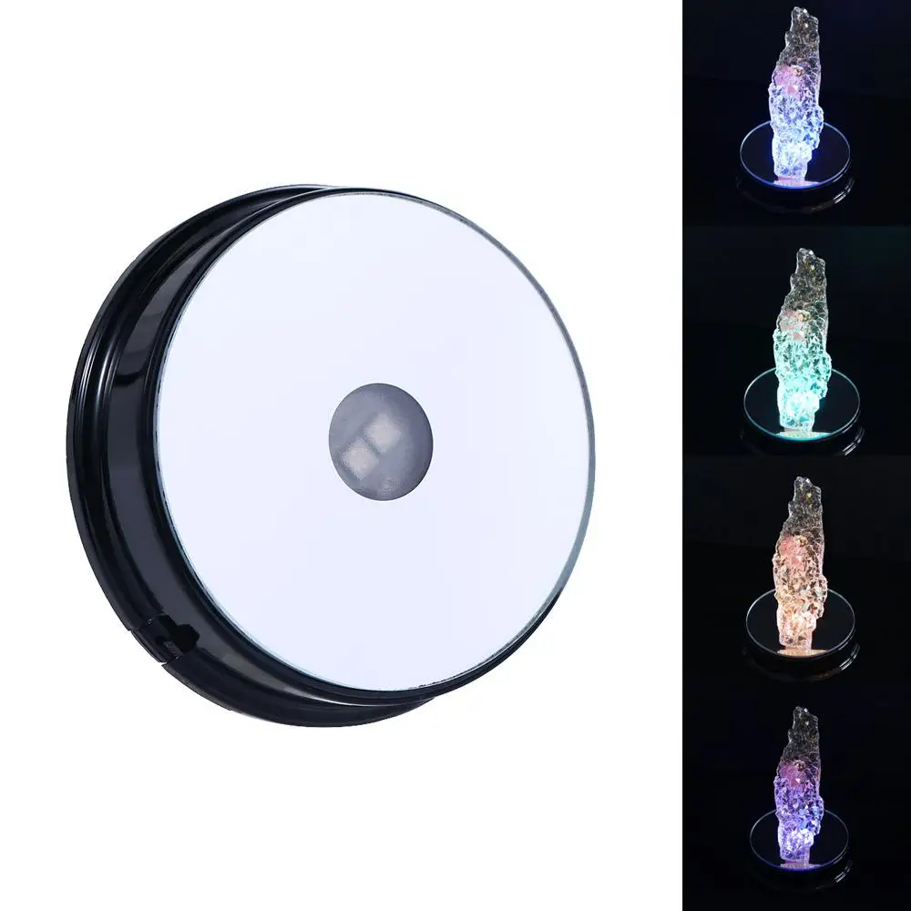 Battery Operate 1 pcs Colorful DIY Gift Showing Black Luminous Base LED Ornament Crystal Light Base Display Stand