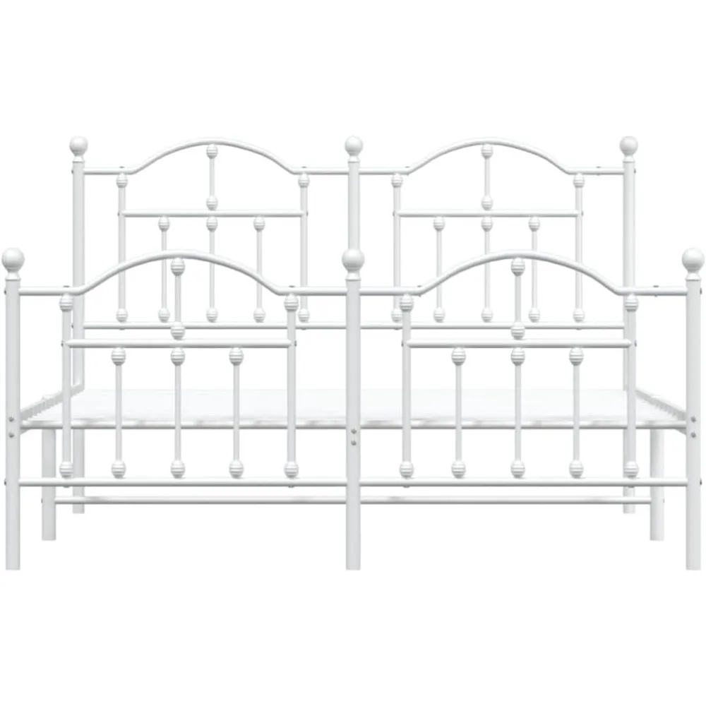 Metal Bed Frame with Headboard and Footboard White 59.1"x78.7", Bed Frame, Bedstead, Bedroom Furniture Modern Design for a