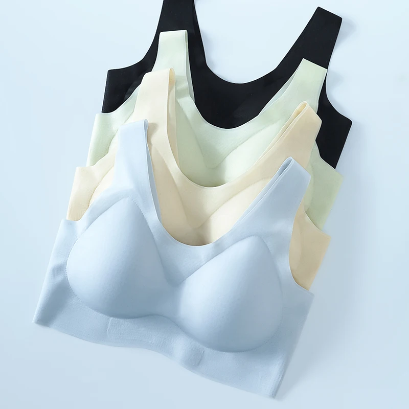 Women's Ultra Thin Bra No Steel Gathering Bras Cooling Ice Silk Underwear Full Cup Push Up Female Lingerie Soft Comfort