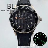 BLIGER 41mm NH34 GMT Black Mechanical Men Watch Screw Crown Sapphire Glass Rubber Strap Rotaitng Bezel Ceramic Insert Luminous