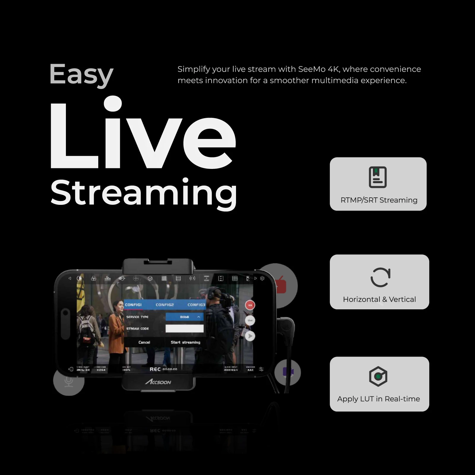 Accsoon Seemo 4K for HDMI Extender kit HDMI Video on iOS Devices video capture card for monitoring / recording / stream