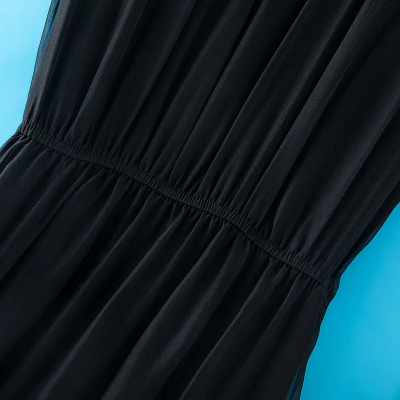 Winsleter-robe élégante 100% soie véritable pour femmes, col rond sans manches avec perles, robes de fée de vacances à la plage, nouvelle collection été 2025 D57339CC