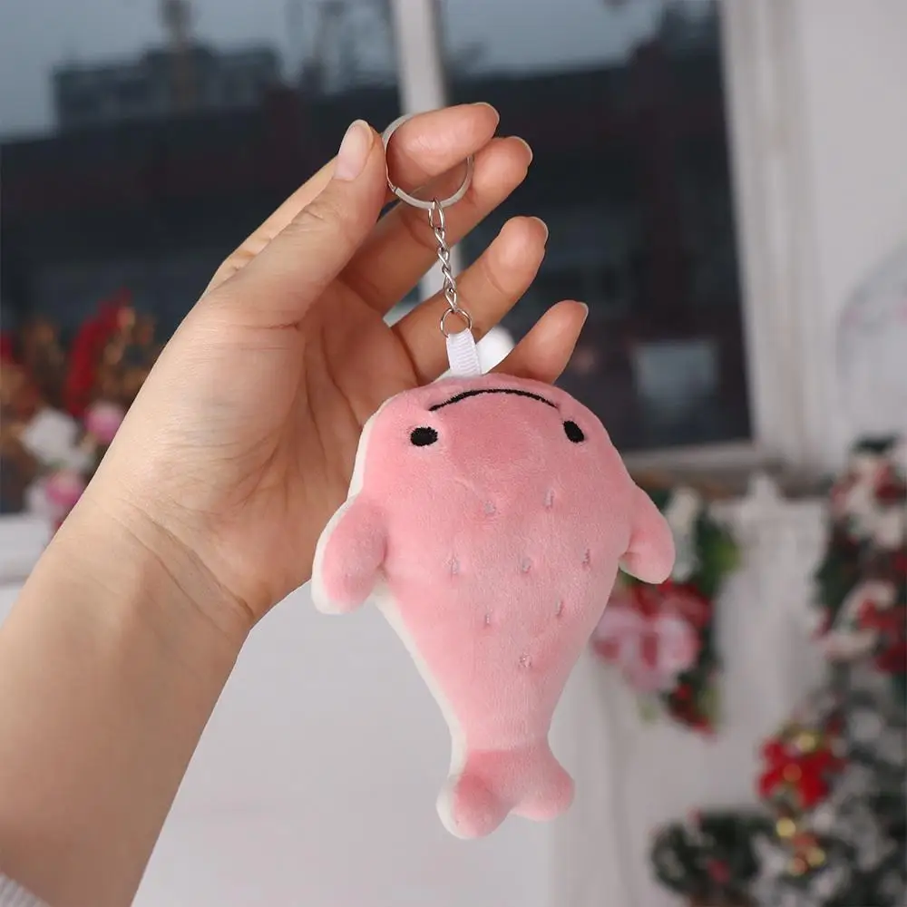 Funny Animal Whale Cartoon Whale Keychain Soft Stuffed Plush Animal Whale Doll Cartoon Fluffy Whale Pendant Female Lady Girl