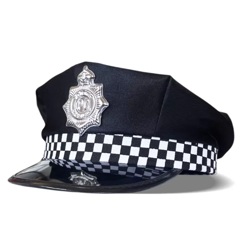 

Adult Police Hat Octagonal Flat Top Hat Role Play Fun Props U.S. Police Hat Uniform Accessory Halloween Mardi Gras Party