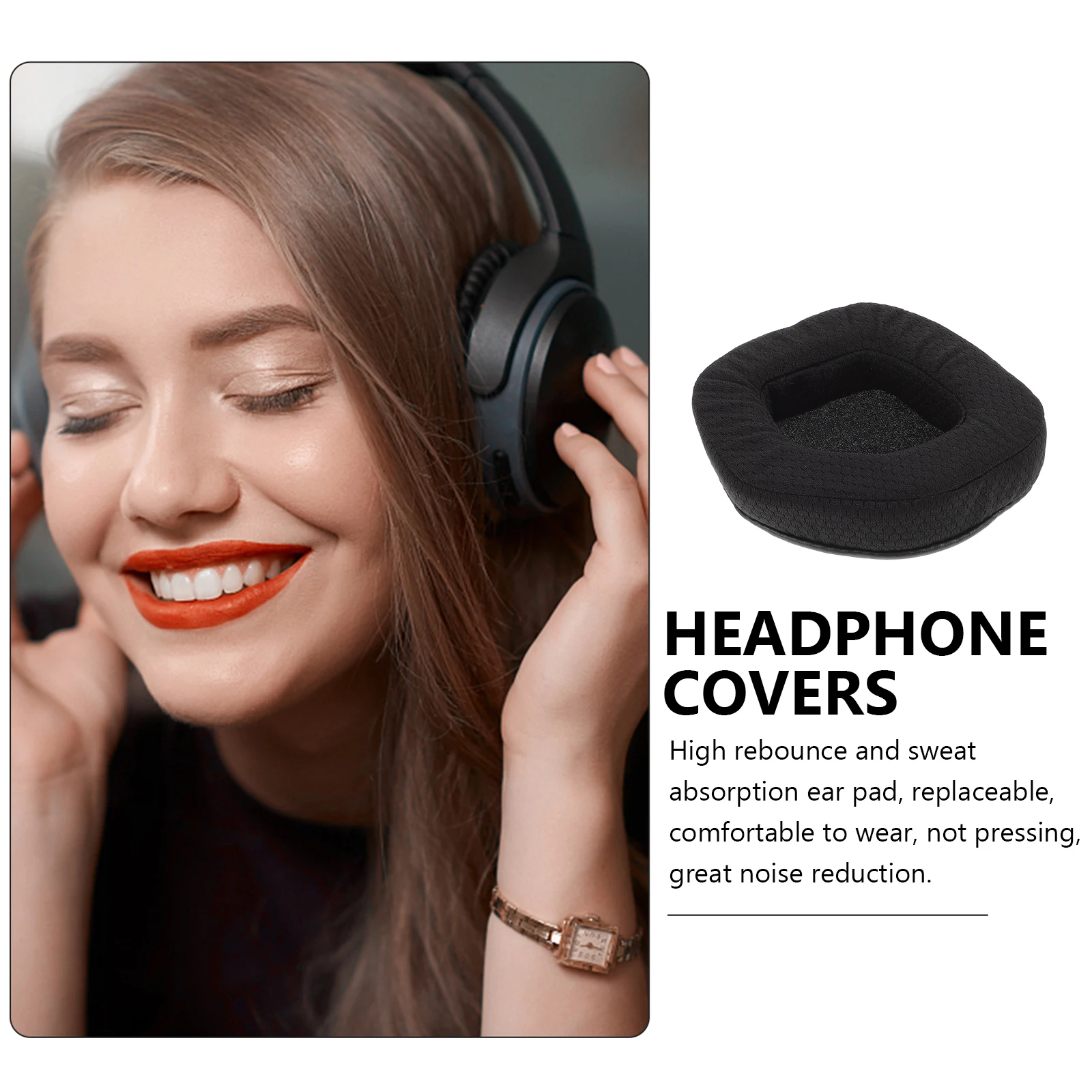 

Earpads for Headphones Mesh Material High Rebound Sweat Absorption Replaceable Comfortable Noise Reduction Dense Sponge Long