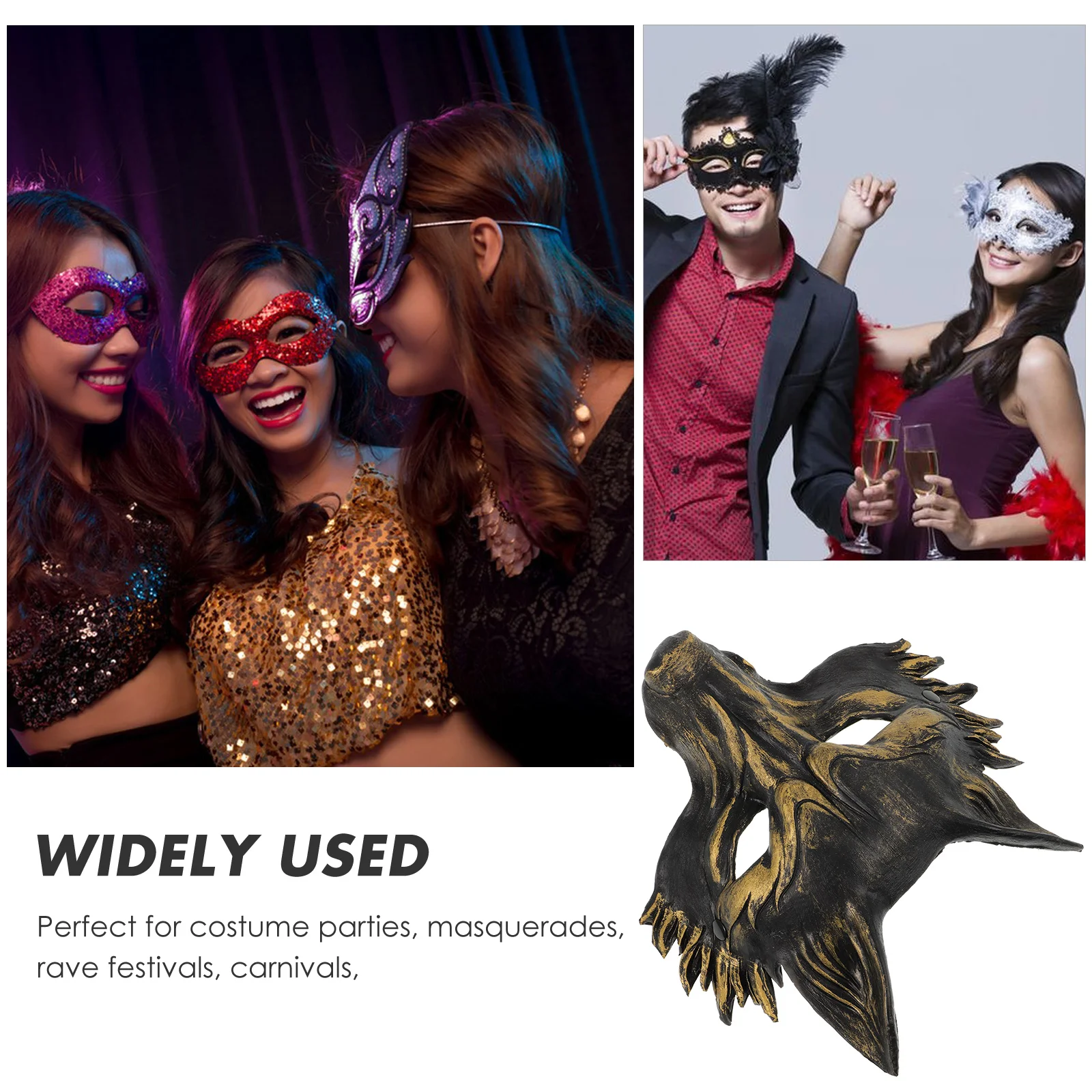 

Fox Mask Halloween PU Foam Half Face Black Gold Outline Masquerade Women Costume Props 3D Party Accessories Carnival Toy
