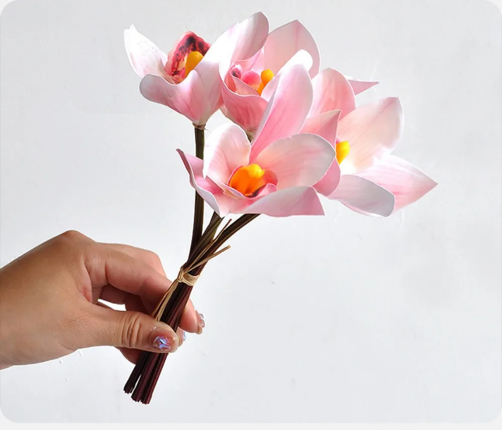 Künstliche Cymbidium-Blumen mit Echtem Touch, Magnolien, Dekorative Kunstpflanzen, Lange Zweige, Seiden-Kunstblumen – Detail 5