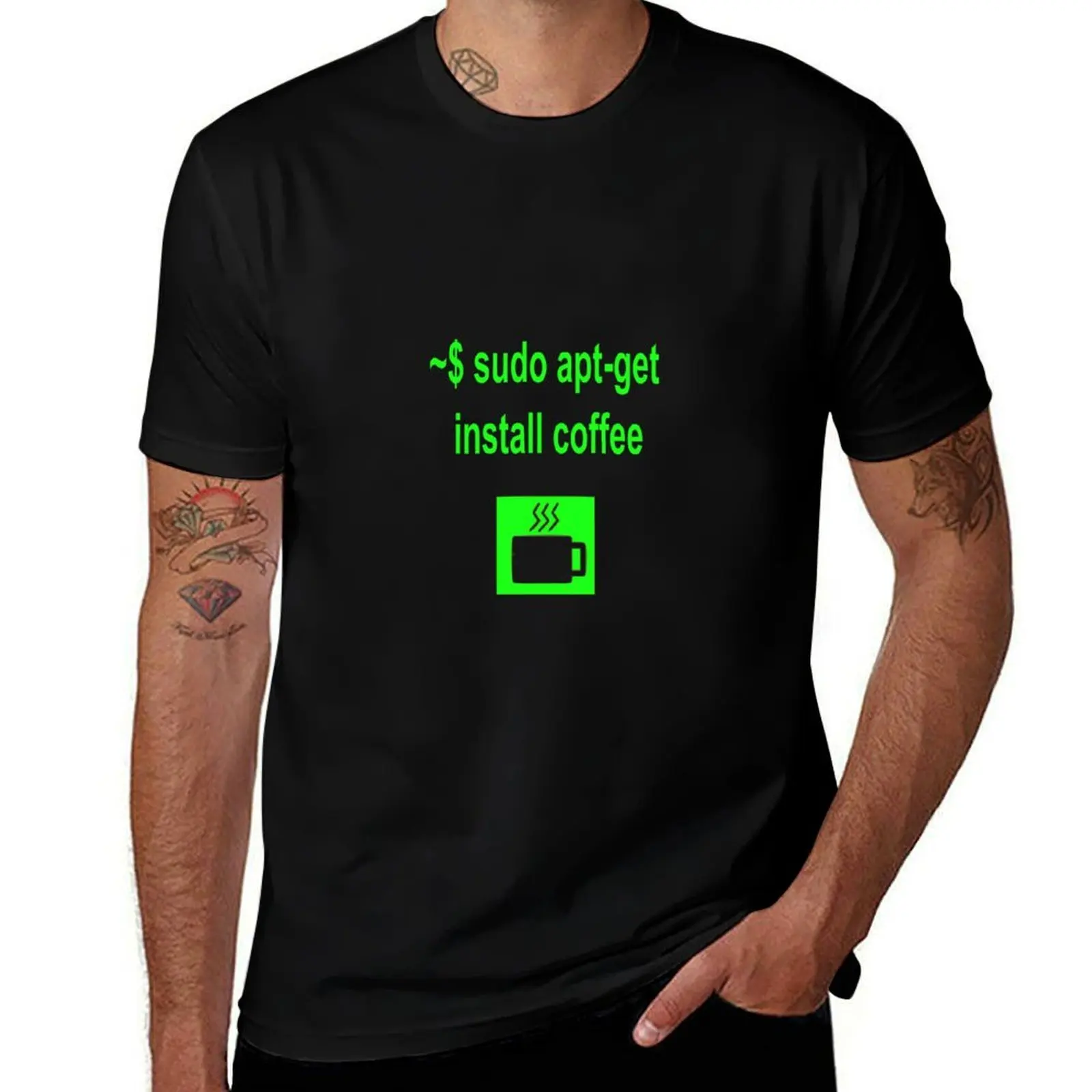 Linux sudo apt-get install coffee T-Shirt Soft Anti-Shrink Cotton Tee T-Shirt