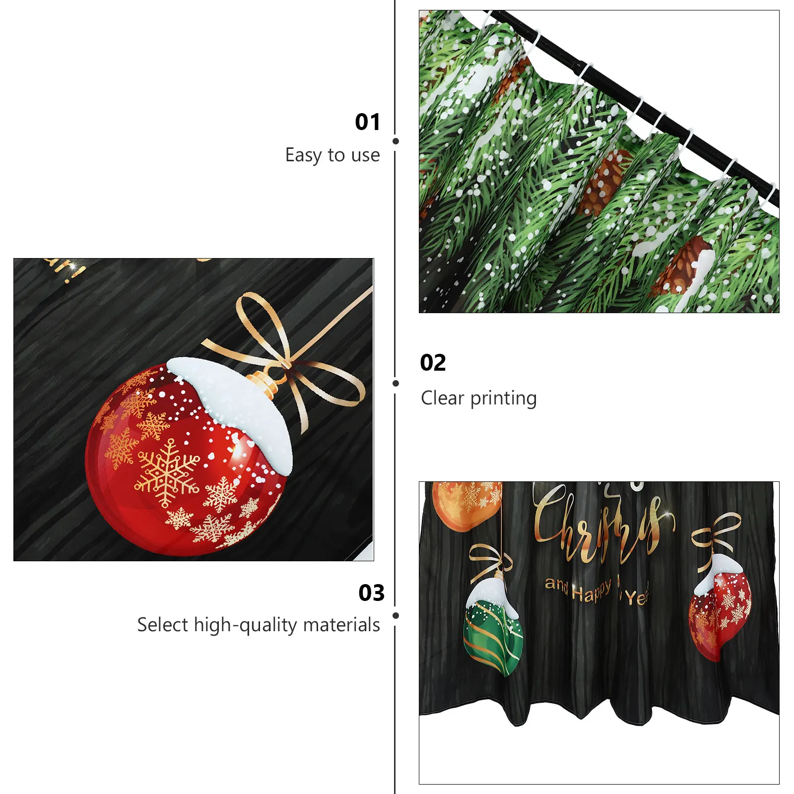 

Printing Waterproof Shower Curtain Christmas Decor Bath Drapery Polyester Hanging Cloth