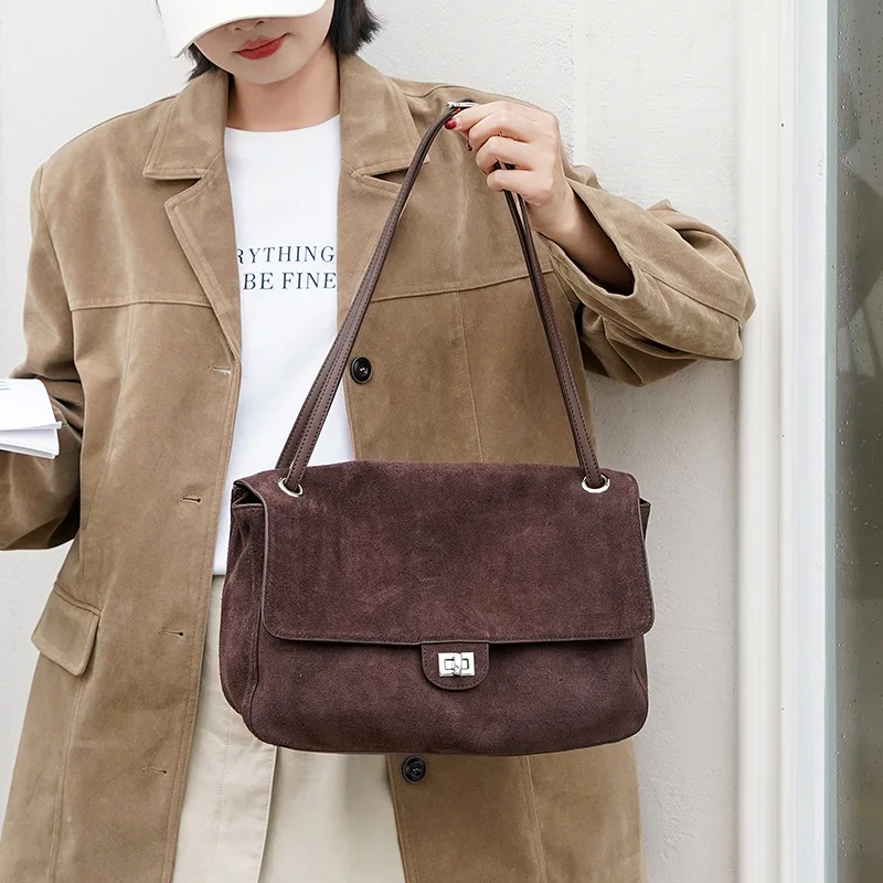 High-End Matte Suede Crossbody Bag Fashionable Casual Hobo Bag Large Capacity Single Shoulder Tote Bag