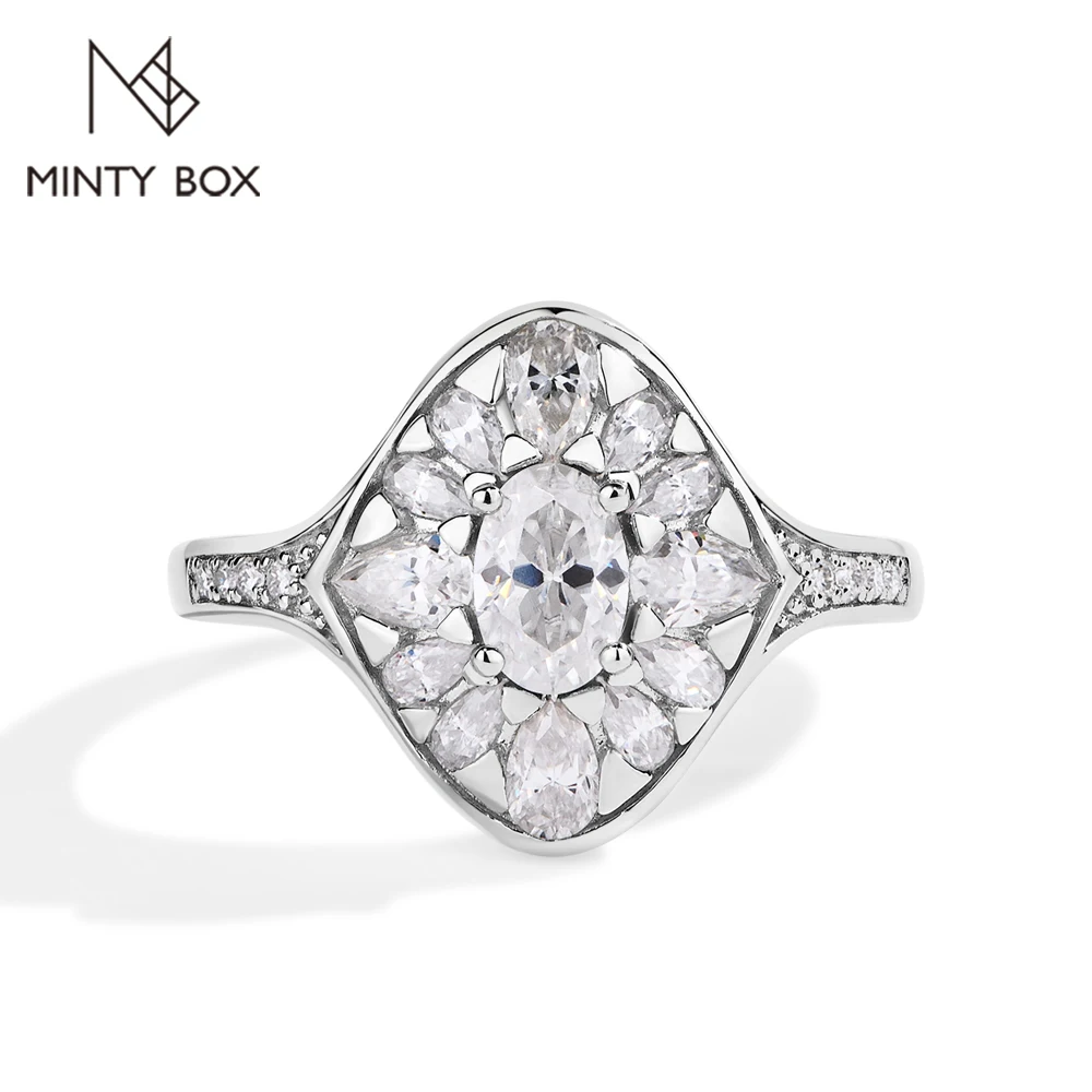 

MINTYBOX 925 Sterling Silver Full Moissanite Engagement Ring For Women Oval Cut 0.5ct Diamond Rings Luxury Wedding Fine Jewelry