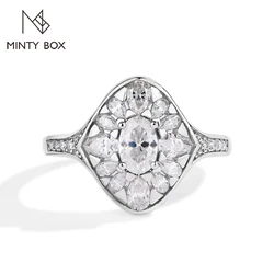 MINTYBOX 925 Sterling Silver Full Moissanite Engagement Ring For Women Oval Cut 0.5ct Diamond Rings Luxury Wedding Fine Jewelry