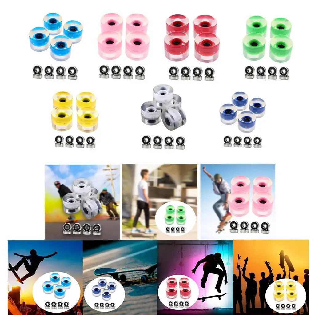 4x Durable Luminous Skateboard Wheels PU Flash Wheel Replacement Accessories