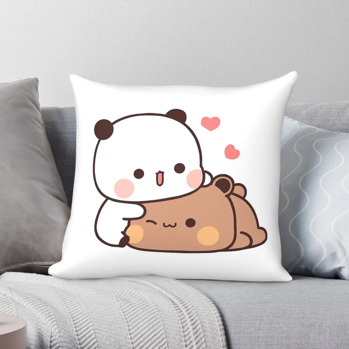 Bubu Dubu Cuddling Square Pillowcase Polyester Linen Velvet Creative Zip Decorative Pillow Case Sofa Seater Cushion Case