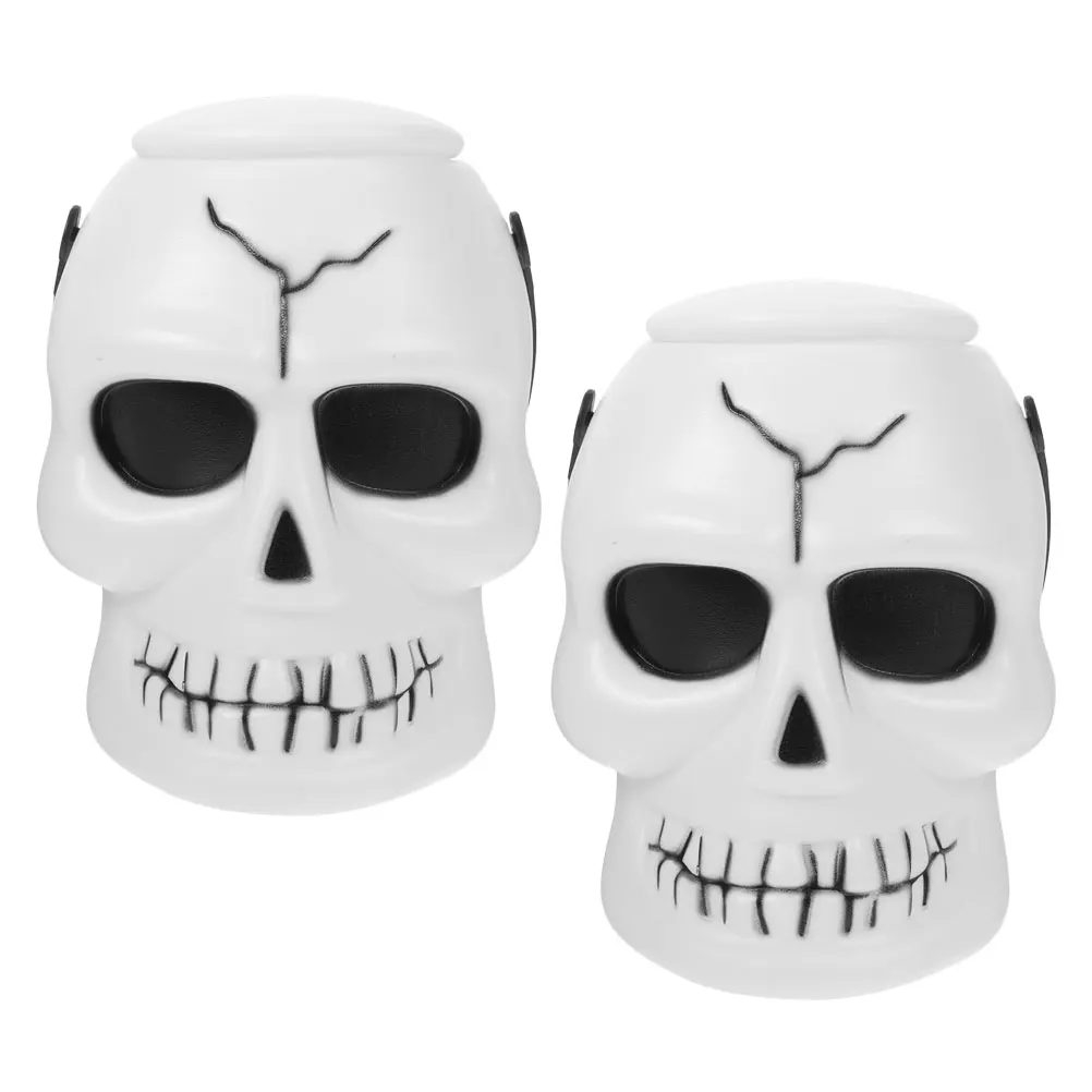 

2 Pcs Halloween Plastic Candy Jar with Lid Cookie Container Treat Bucket Party Snack Box Decorations Ghost Cauldron
