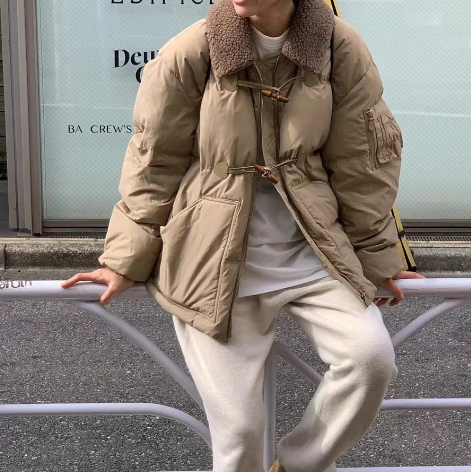 Calor leve ort sle inverno puffer jaet auto serviço 2025 cor gola de sangue design de botão commute faion