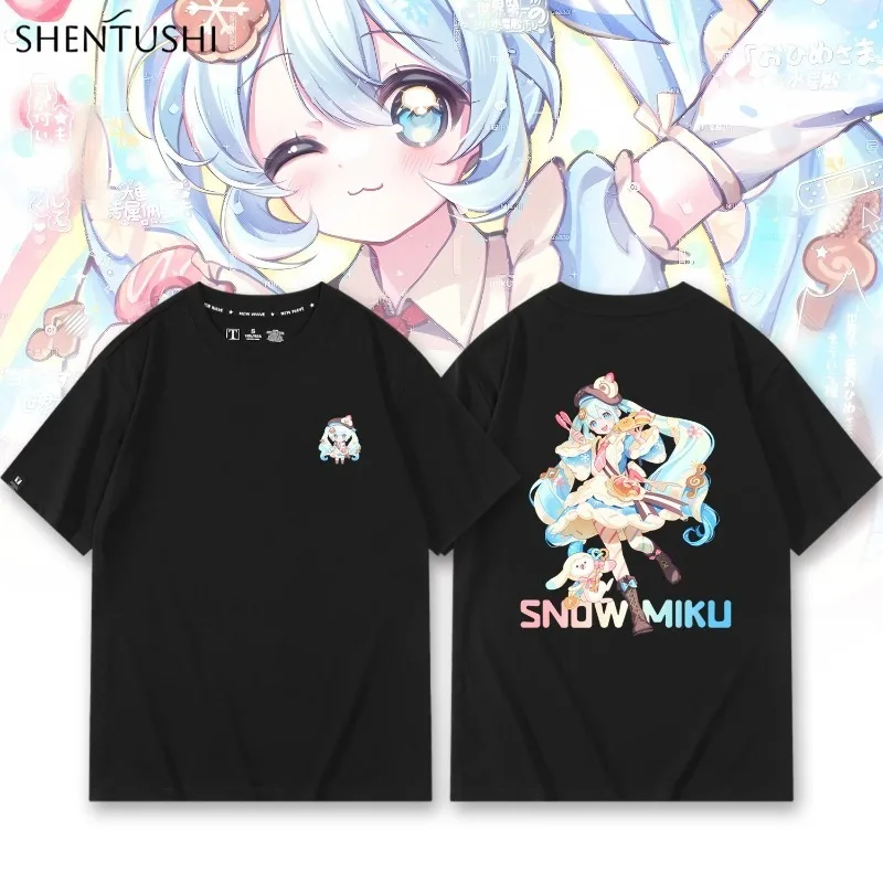 Chuyin Snow Future MIKU Anime Animation Peripheral Cartoon Printing Men's and Women's New Fashion Leisure T-shirt