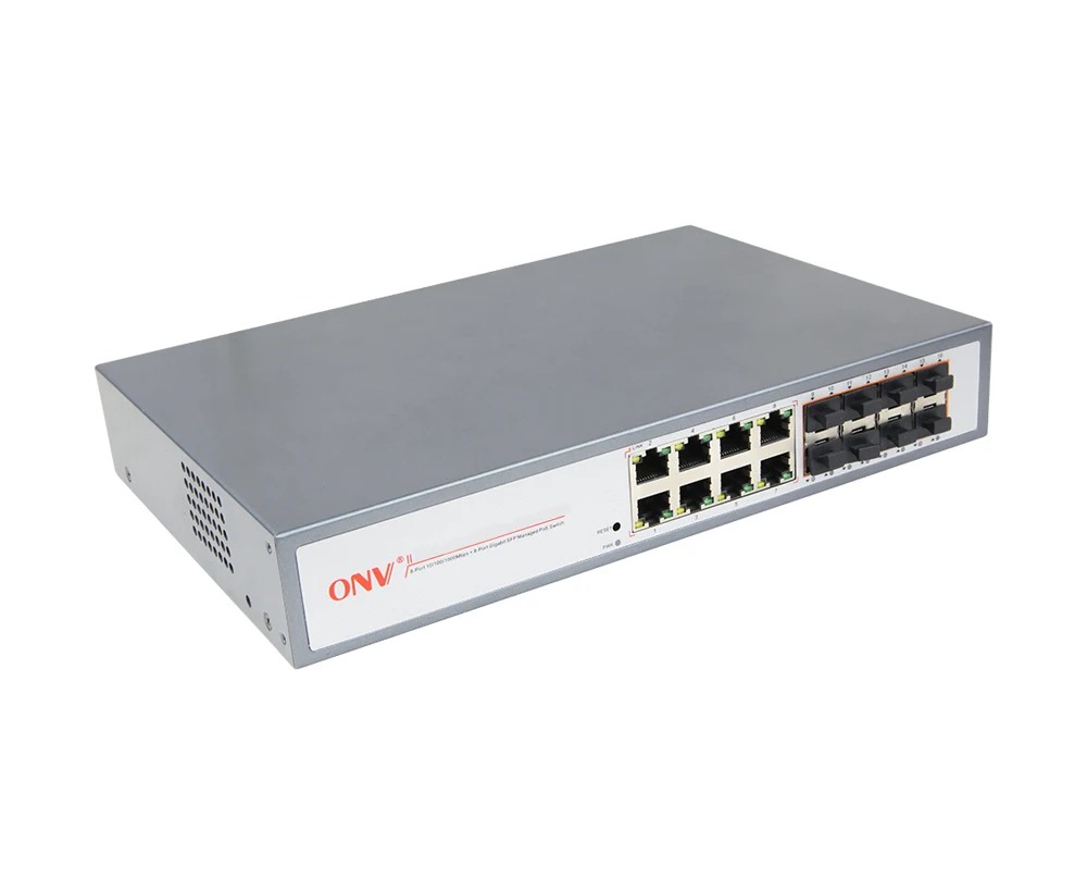 OEM ODM Factory best ethernet switch Gigabit l2 managed 8*10/100/1000M RJ45 ports and 8*100/1000M SFP fiber slot ports