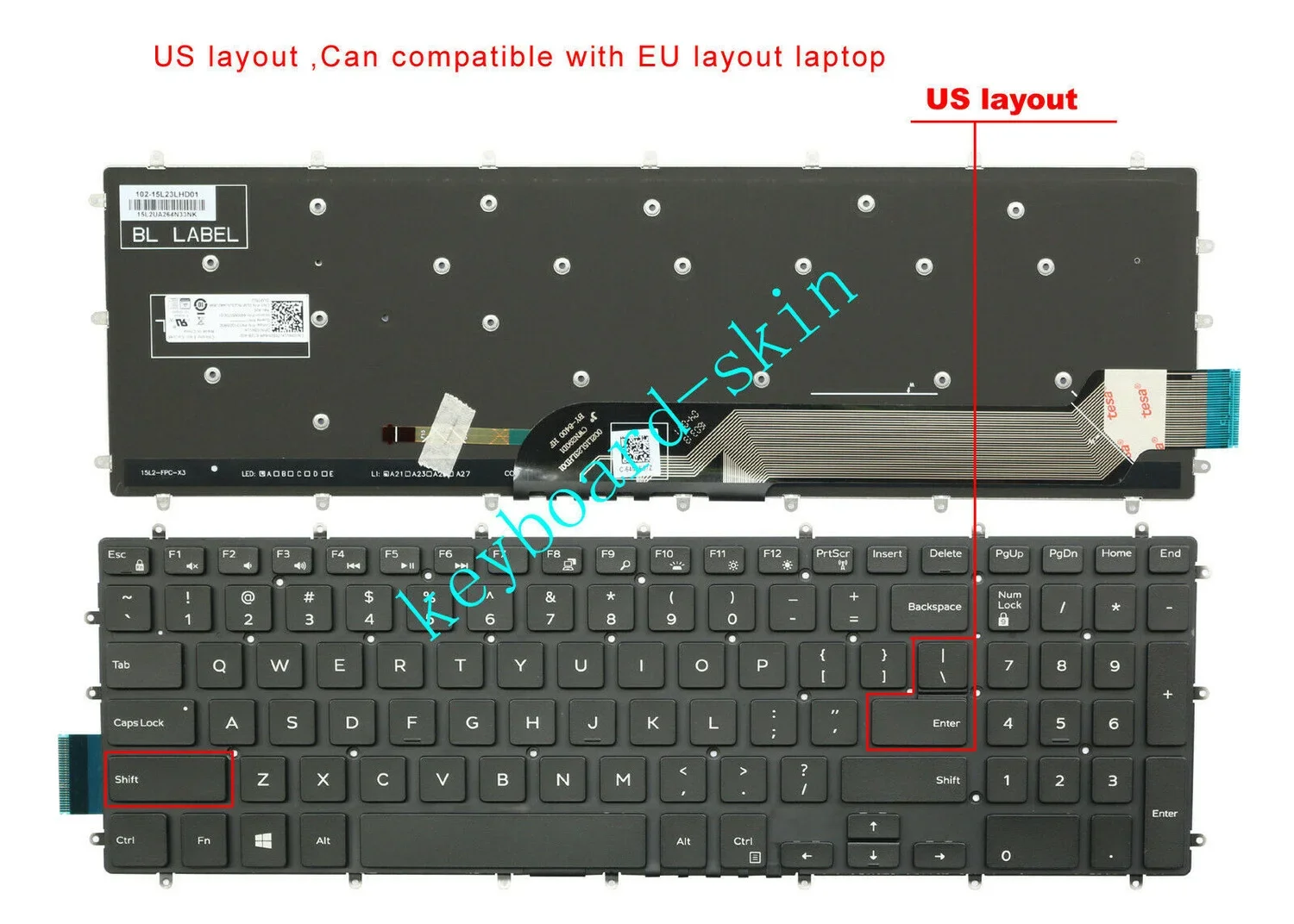 Nuevo teclado de EE.UU. con retroiluminación para portátil DELL Latitude 3500, 3590, Vostro 5568, 7570, serie 7580