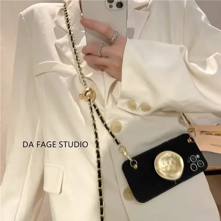 

Korean INS Cool Breeze Metal Adjustable Crossbody IPhone 13 Apple 12 Case 11 Soft Xs Personalized XL Silicone Phone Case