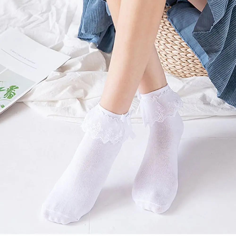 Adult Women Breathable Cotton Ankle Sock Short Sock Lace Ruffle Princess Socks