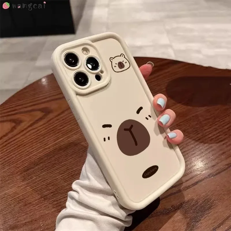 لسامسونج غالاكسي A36 A56 A55 A54 A35 A34 A33 A32 A53 A52s A71 A51 M40s A50s A30s A02s جراب هاتف براون كابيبارا غطاء لطيف #5