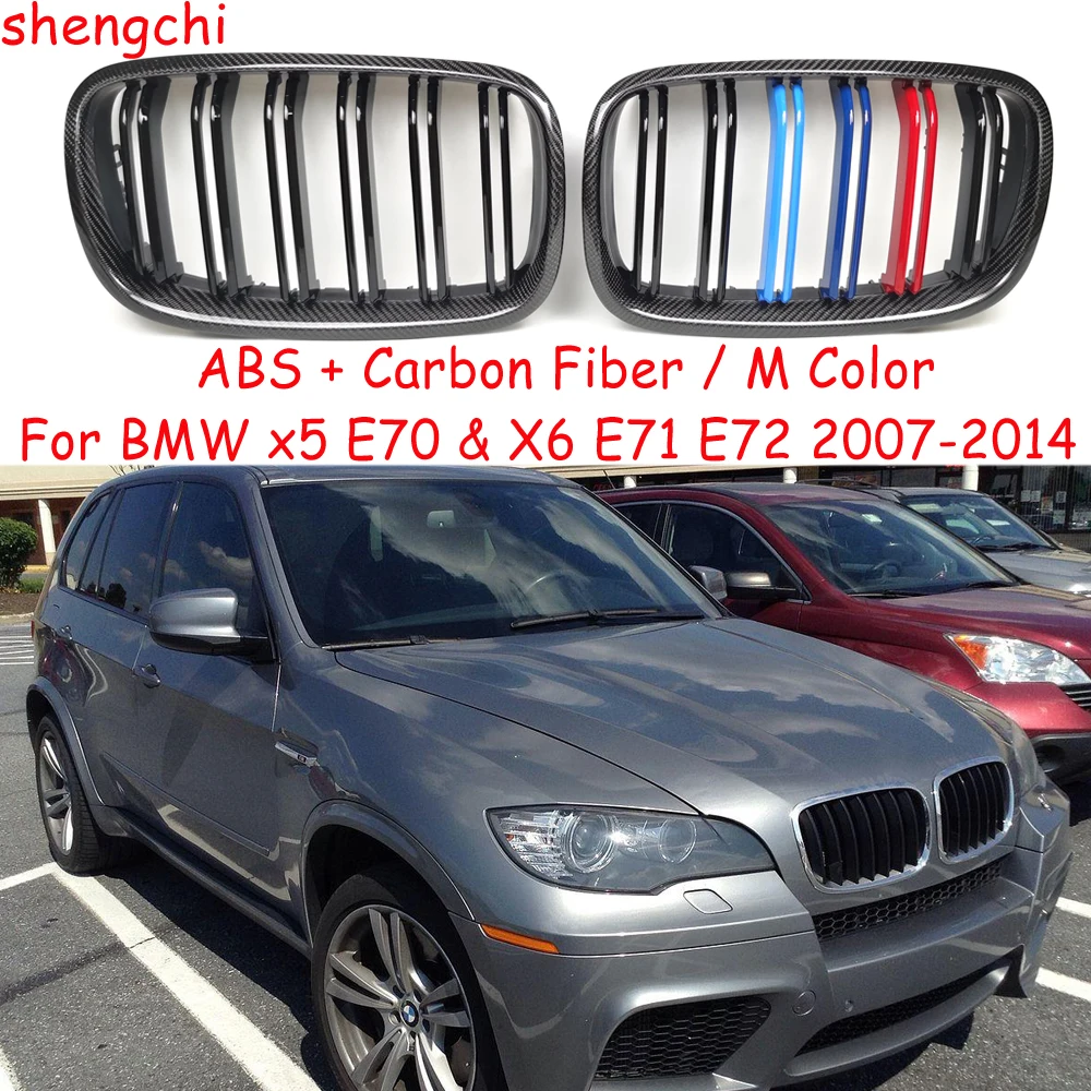 E70 E71 Передний бампер из углеродного волокна M Цвет Kindey Grille Mesh для BMW X5 E70 X6 E71 E72 xDriver 35i xDriver50i Grille 2007-2014