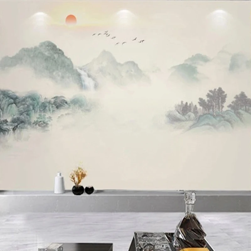 New Chinese Style Landscape Custom Photo Hand-drawn house Arts Decor Wallpaper For Living Room Office Wallcoverings