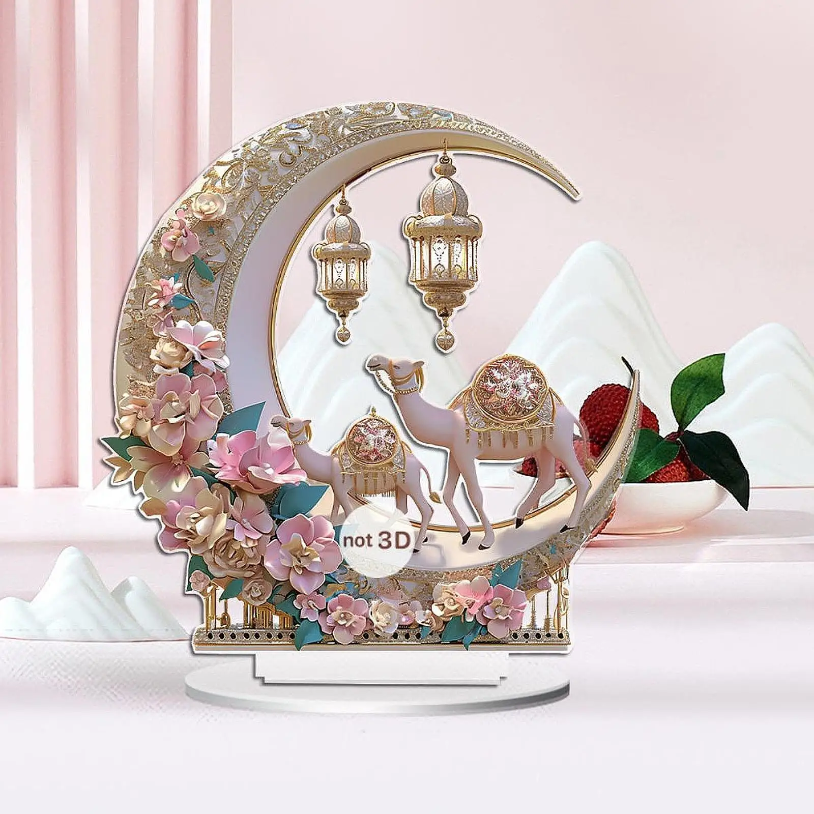 2D Flower Moon Camel Decoration Collecting Festival Gift Flat Desktop Ornament for Tabletop Shelf Living Room Dining Room Office