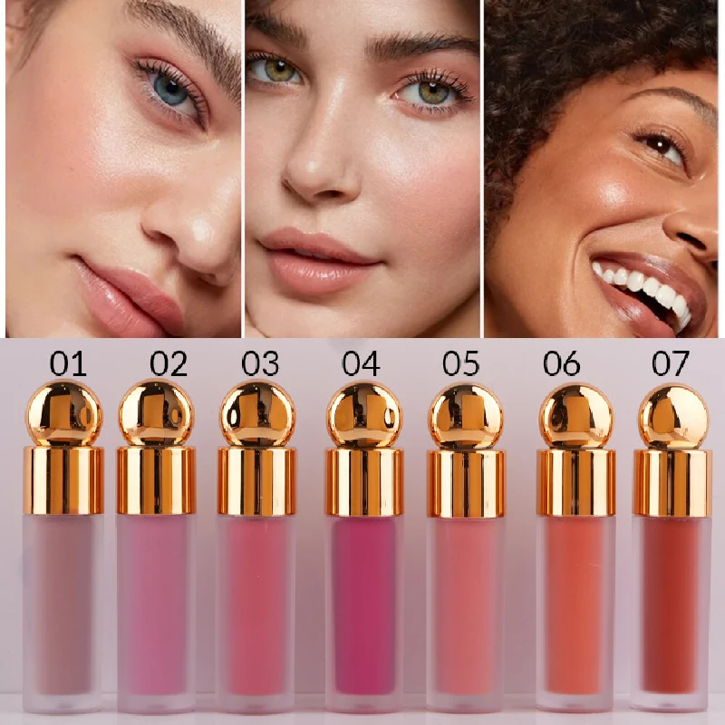 7color Luxury Professional Makeup Liquid Blush Pigment Long Lasting Natural Cream Rouge Cheek Blusher Brighten Color Waterproof